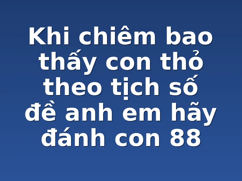 Khi chiêm bao thấy con thỏ theo tịch số đề anh em hãy đánh con 88 