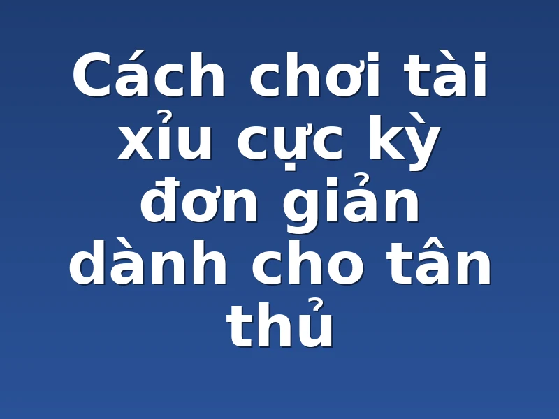 Cách chơi tài xỉu cực kỳ đơn giản dành cho tân thủ
