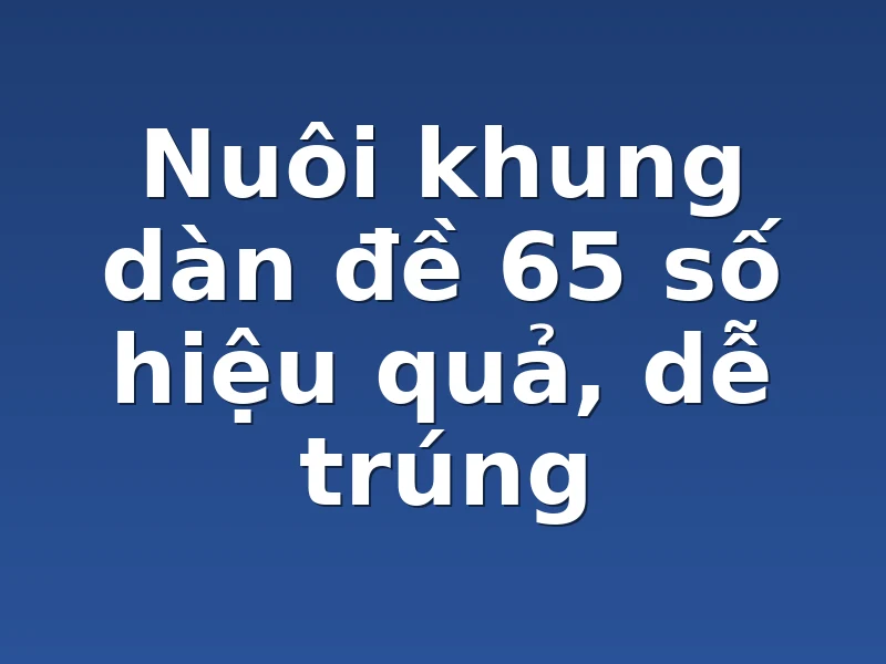 Nuôi khung dàn đề 65 số hiệu quả, dễ trúng